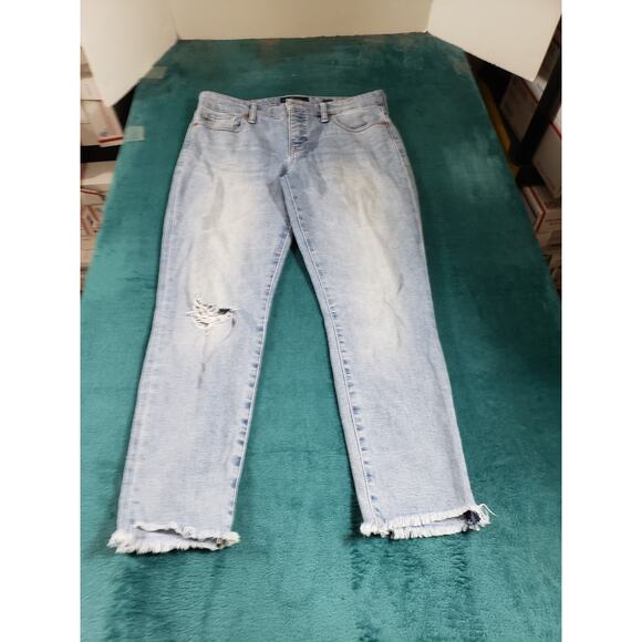Lucky Brand Jeans Size 4 Womens Blue Stretch Pant Denim Mid Rise Ava Cropped - Picture 1 of 15